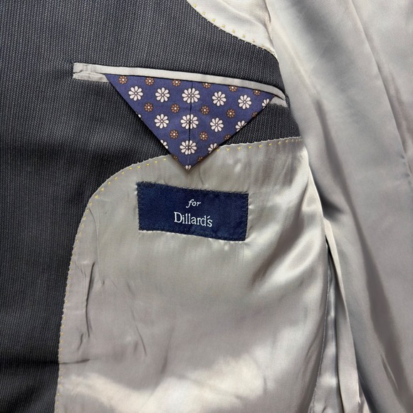 Hart Schaffner Marx Worsted Wool 2Pc Suit 43L Men Gray Blazer Pants Business USA - Picture 3 of 10